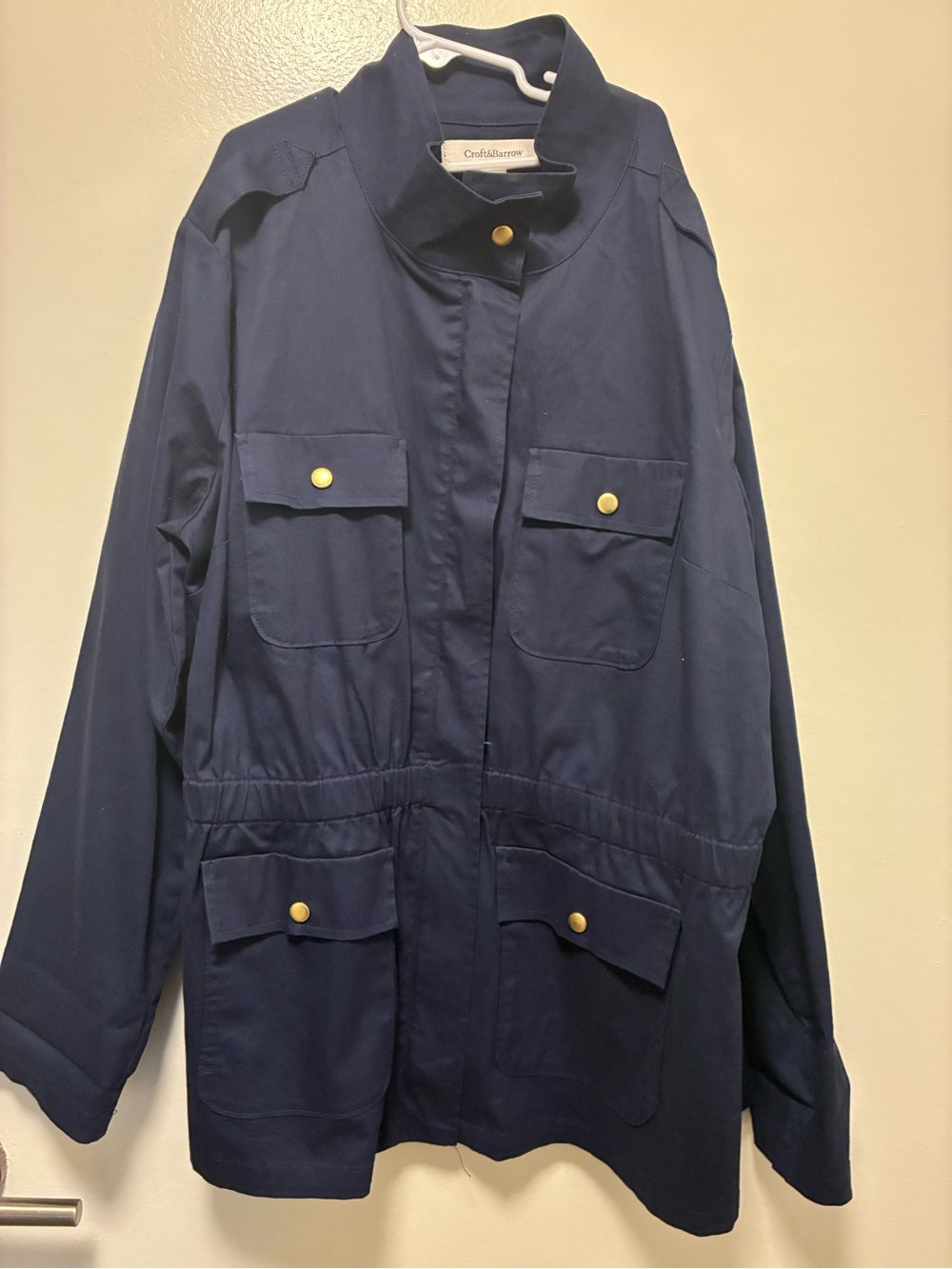 croft & barrow Navy Shirt Jacket with Cream Label